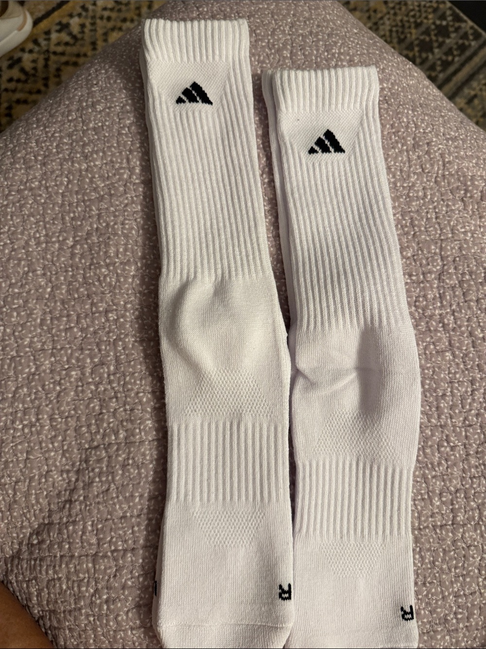 adidas White Athletic Crew Socks with Black Logo